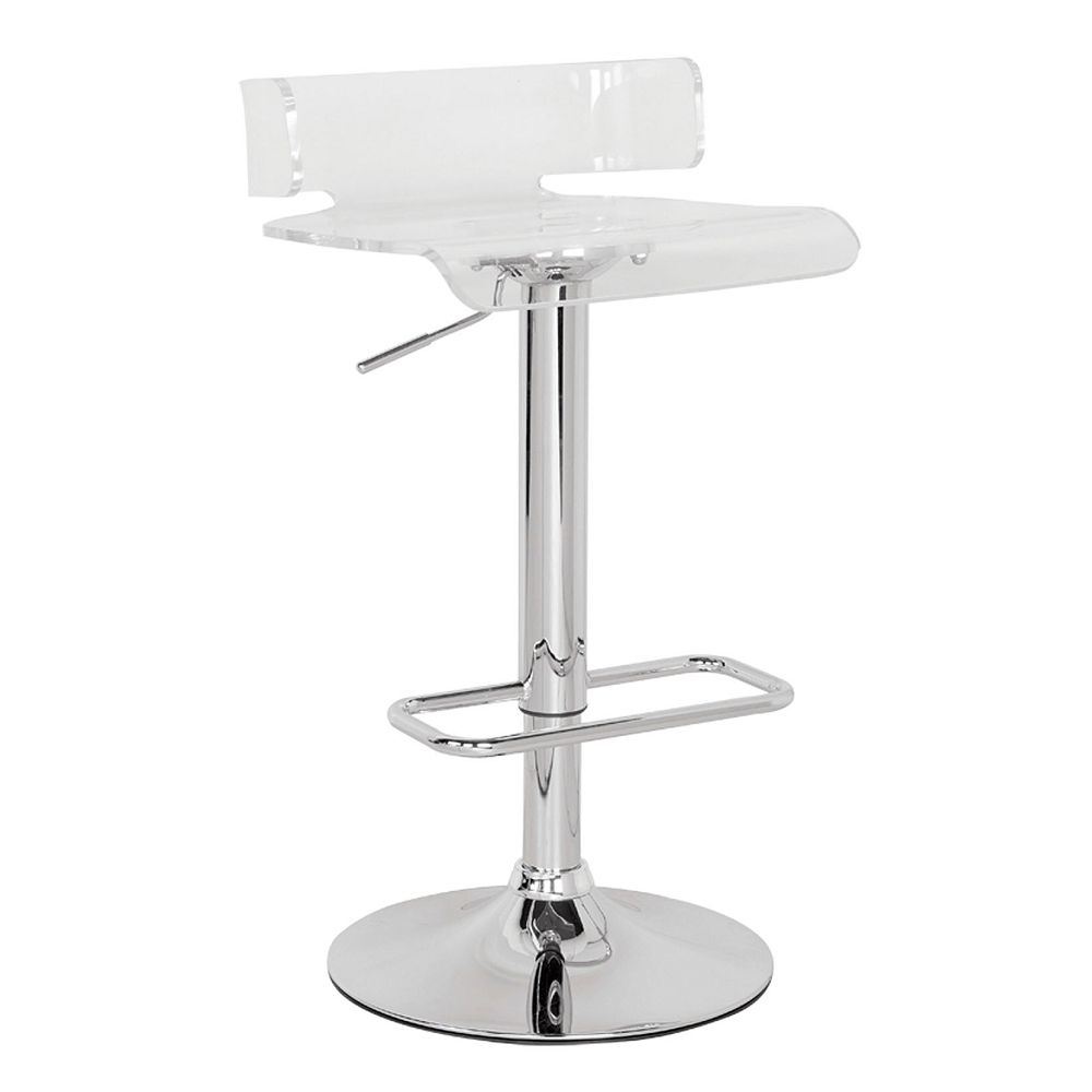 Rania Adjustable Stool (1Pc) in Clear & Chrome AL