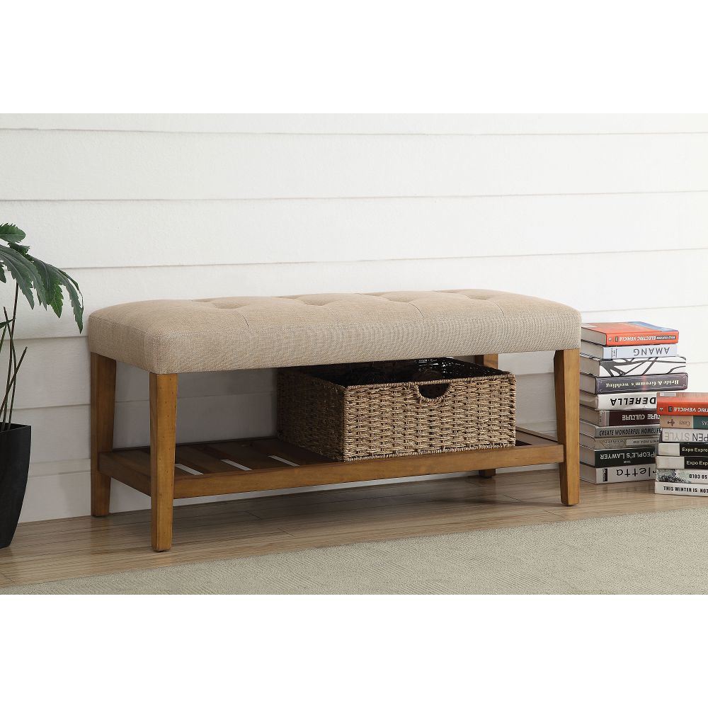 Charla Bench in Beige & Oak YF