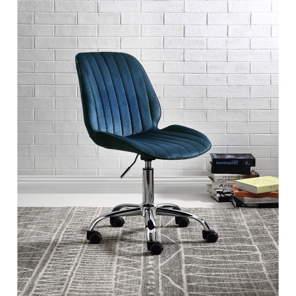 Muata Office Chair; Twilight Blue Velvet & Chrome YF