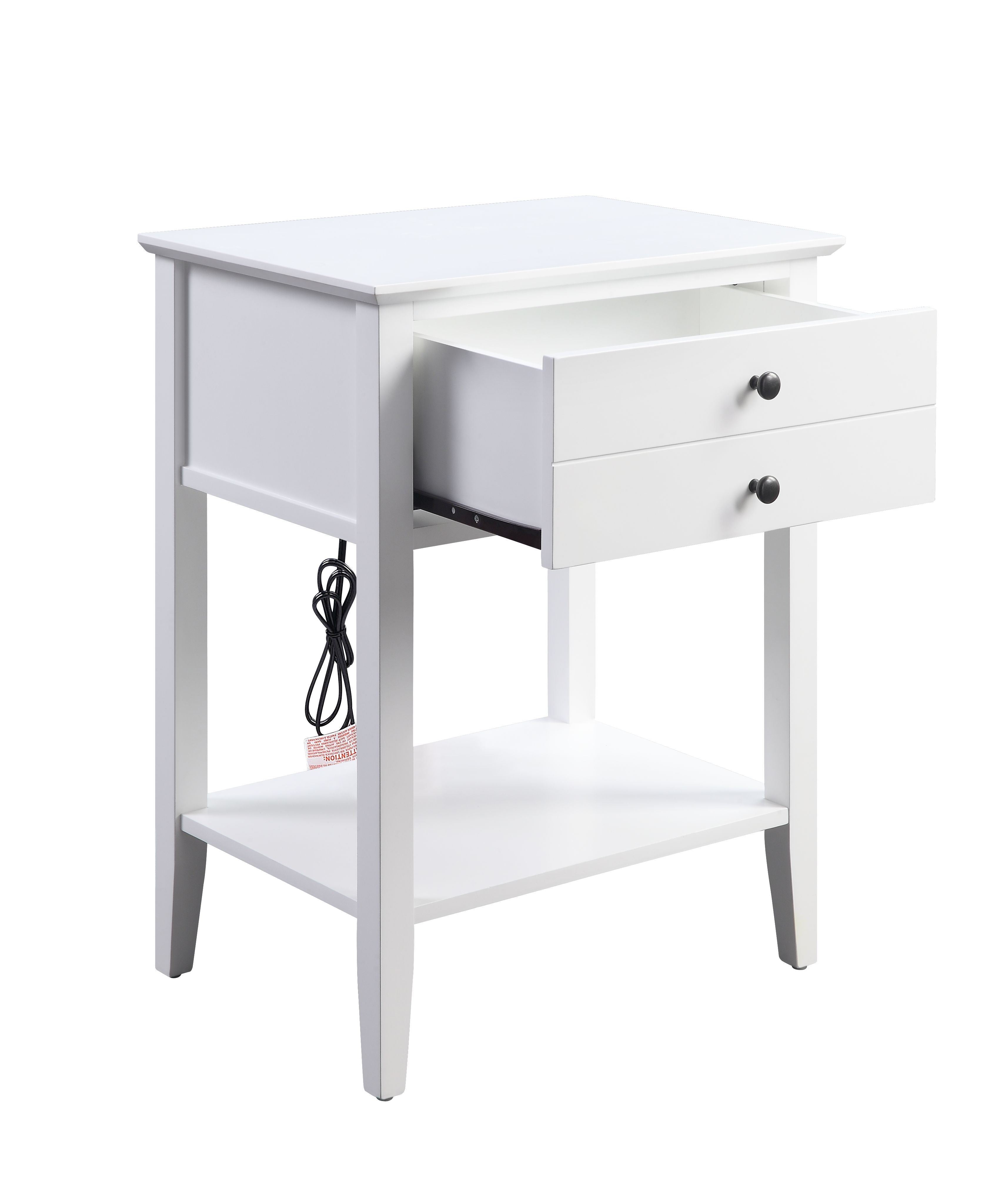 Grardor Side Table (USB Charging Dock); White YF