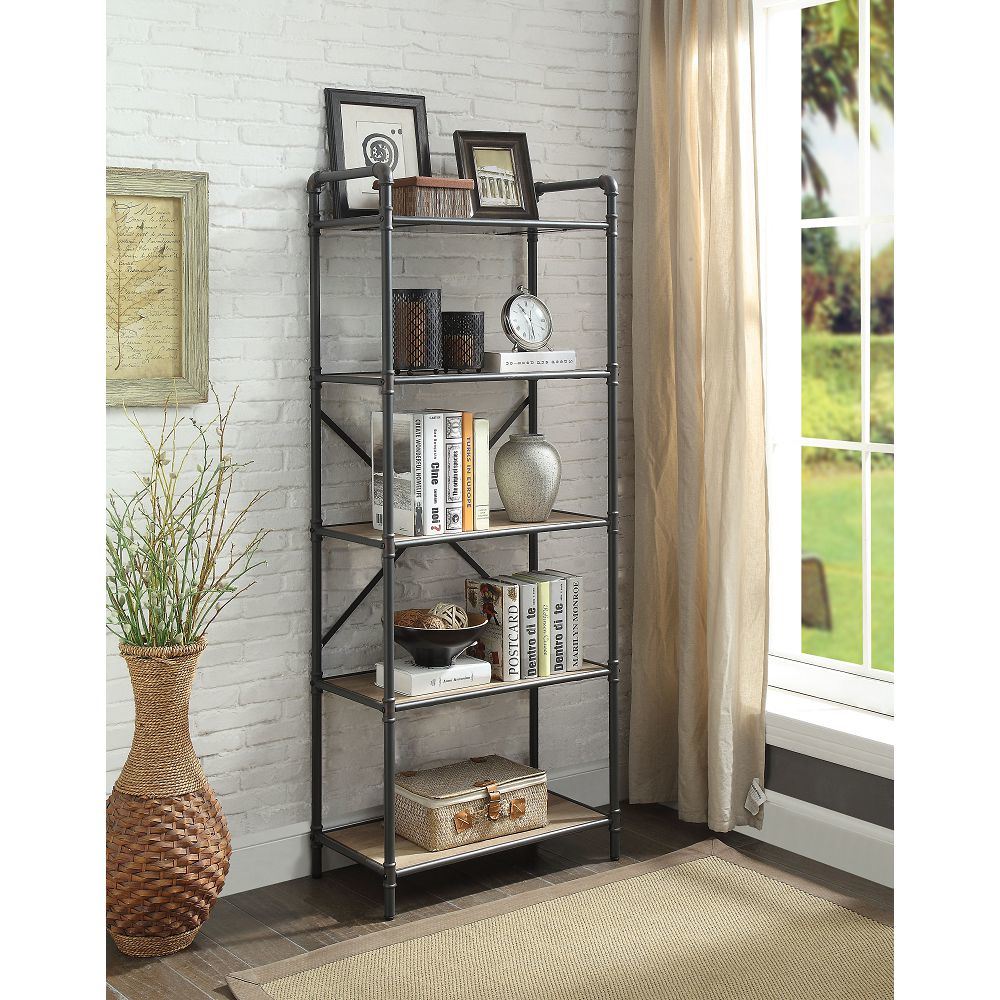 Itzel Bookshelf in Antique Oak & Sandy Gray YF