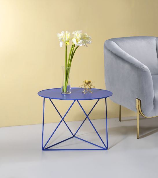 Epidia Accent Table; Blue Finish YF