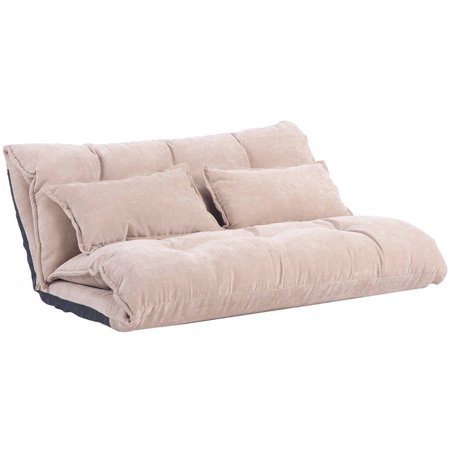 Merax Fabric Foldable Floor Sofa/Bed Adjustable Futon with Two Pillows