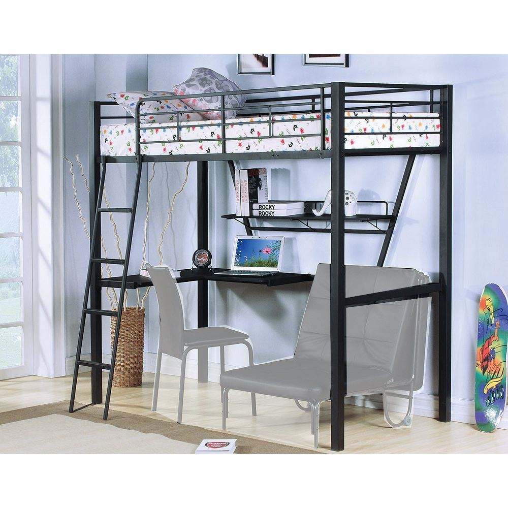 Senon Loft Bed & Desk in Black 37275