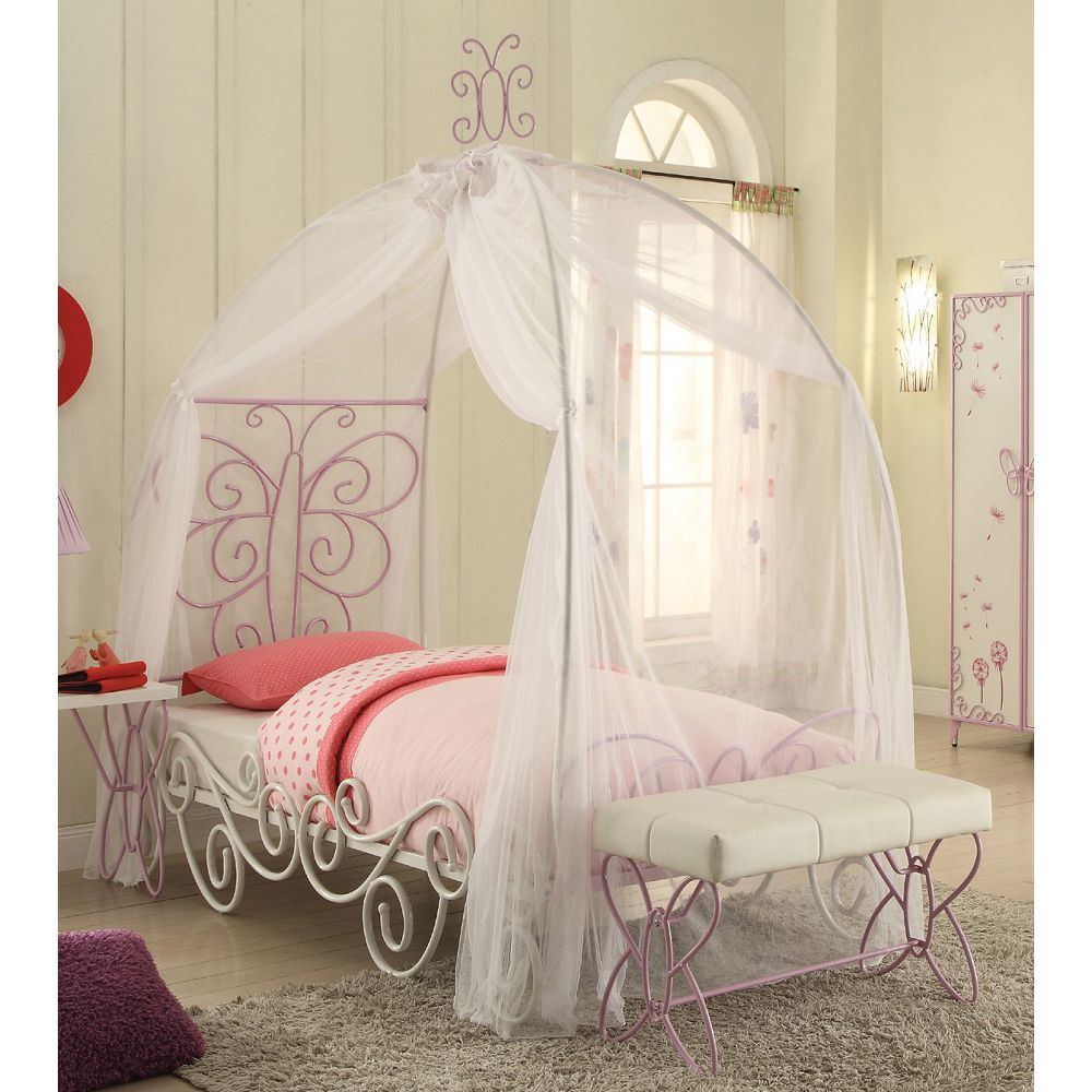 Priya II Twin Bed in White & Light Purple