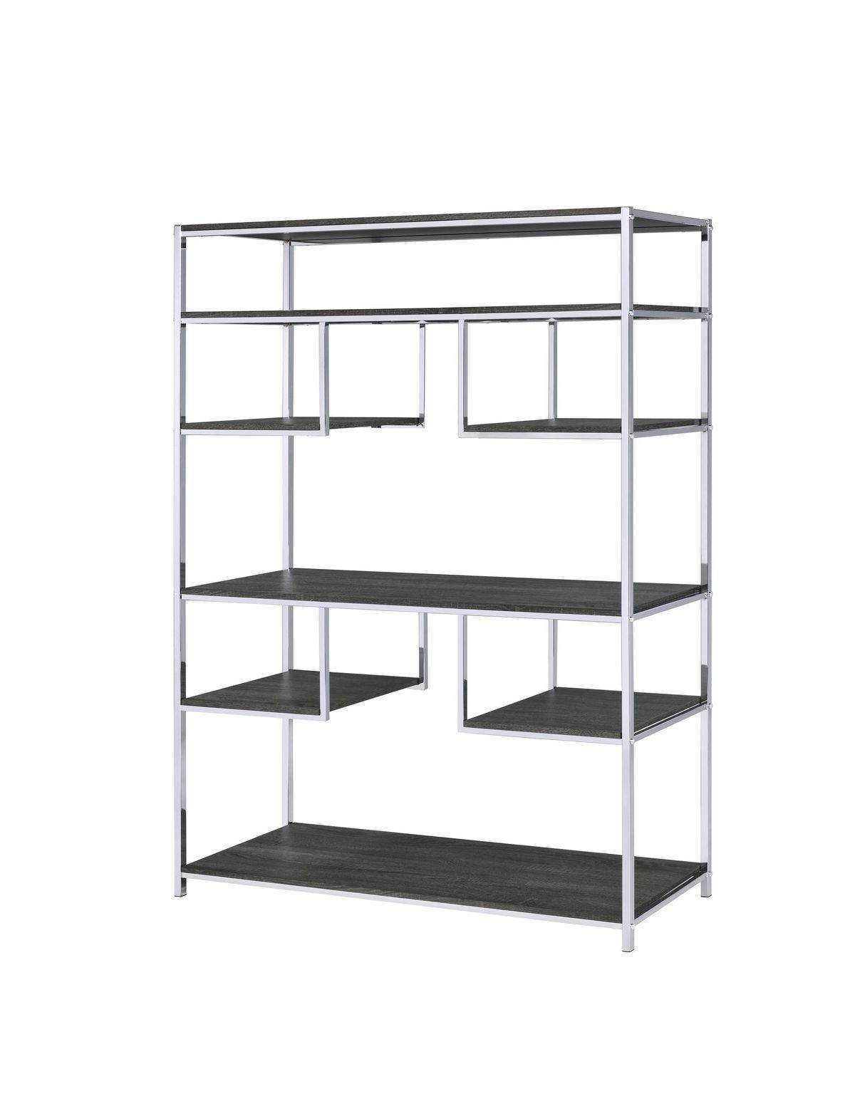 Vonara Bookshelf; Rustic Gray Oak & Chrome