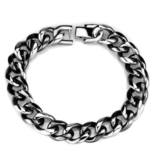 3W1000 - High polished (no plating) Stainless Steel Bracelet with Ceramic in Jet