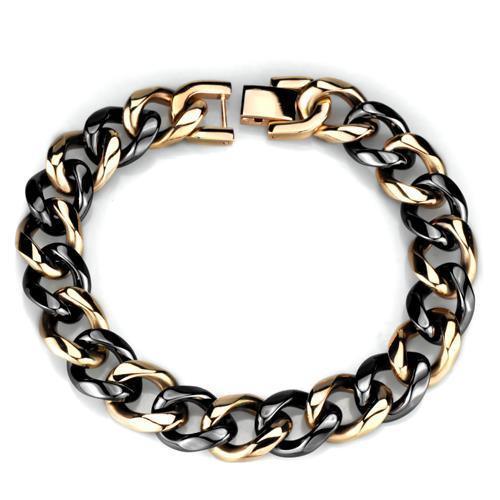 3W1002 - IP Rose Gold(Ion Plating) Stainless Steel Bracelet with Ceramic in Jet