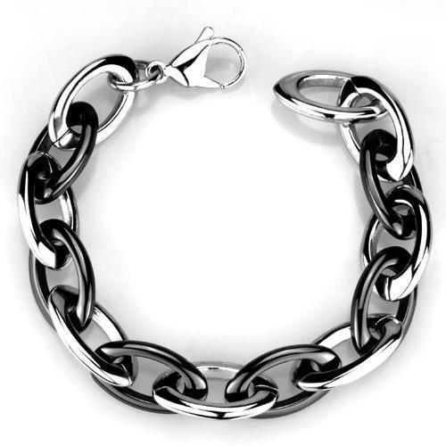 3W1009 - High polished (no plating) Stainless Steel Bracelet with Ceramic in Jet