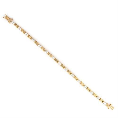 36713 - Gold Brass Bracelet with AAA Grade CZ in Clear