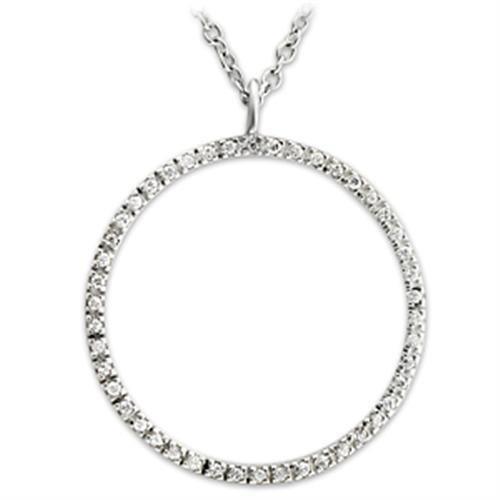 36515 - High-Polished 925 Sterling Silver Pendant with AAA Grade CZ in Clear
