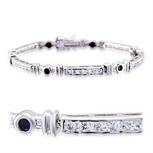 32021 - Rhodium Brass Bracelet with AAA Grade CZ in Jet