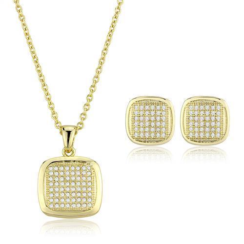 3W1269 - Gold Brass Jewelry Sets with AAA Grade CZ in Clear