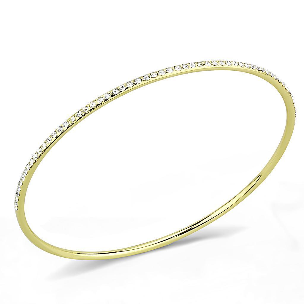 3W1406 - Gold Brass Bangle with Top Grade Crystal in Clear