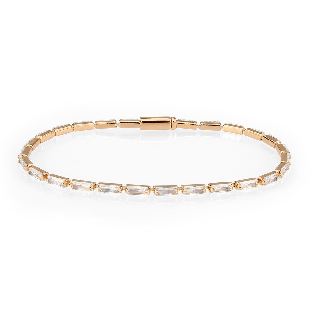 3W1708 - Rose Gold Brass Bracelet with AAA Grade CZ in Clear