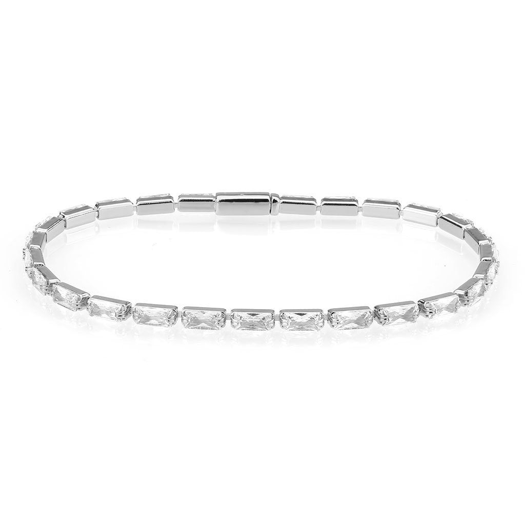 3W1715 - Rhodium Brass Bracelet with AAA Grade CZ in Clear