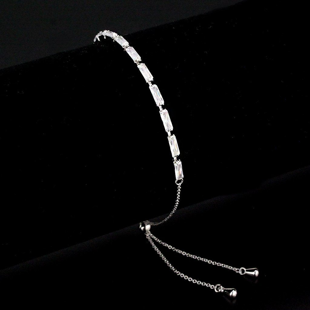 3W1652 - Rhodium Brass Bracelet with AAA Grade CZ in Clear