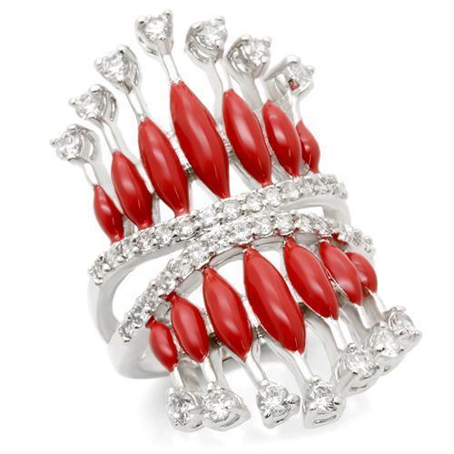 0W241 - Rhodium Brass Ring with AAA Grade CZ in Clear