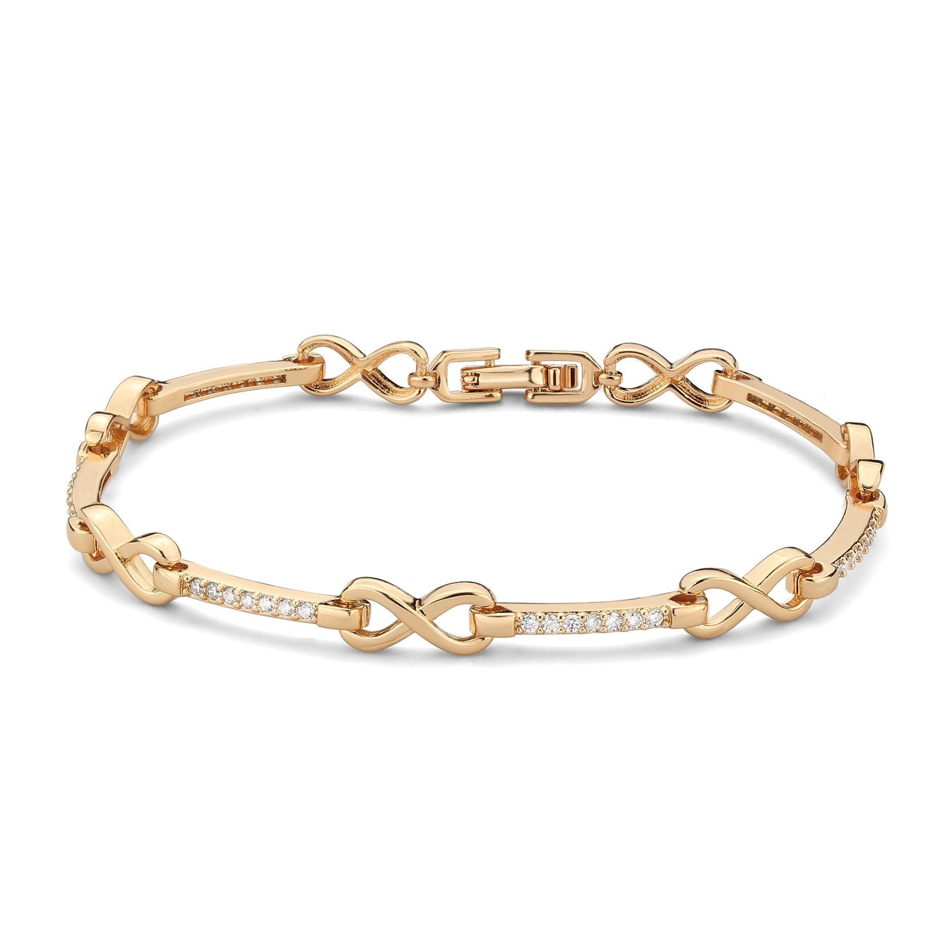 3W1630 - Flash Rose Gold Brass Bracelet with AAA Grade CZ in Clear