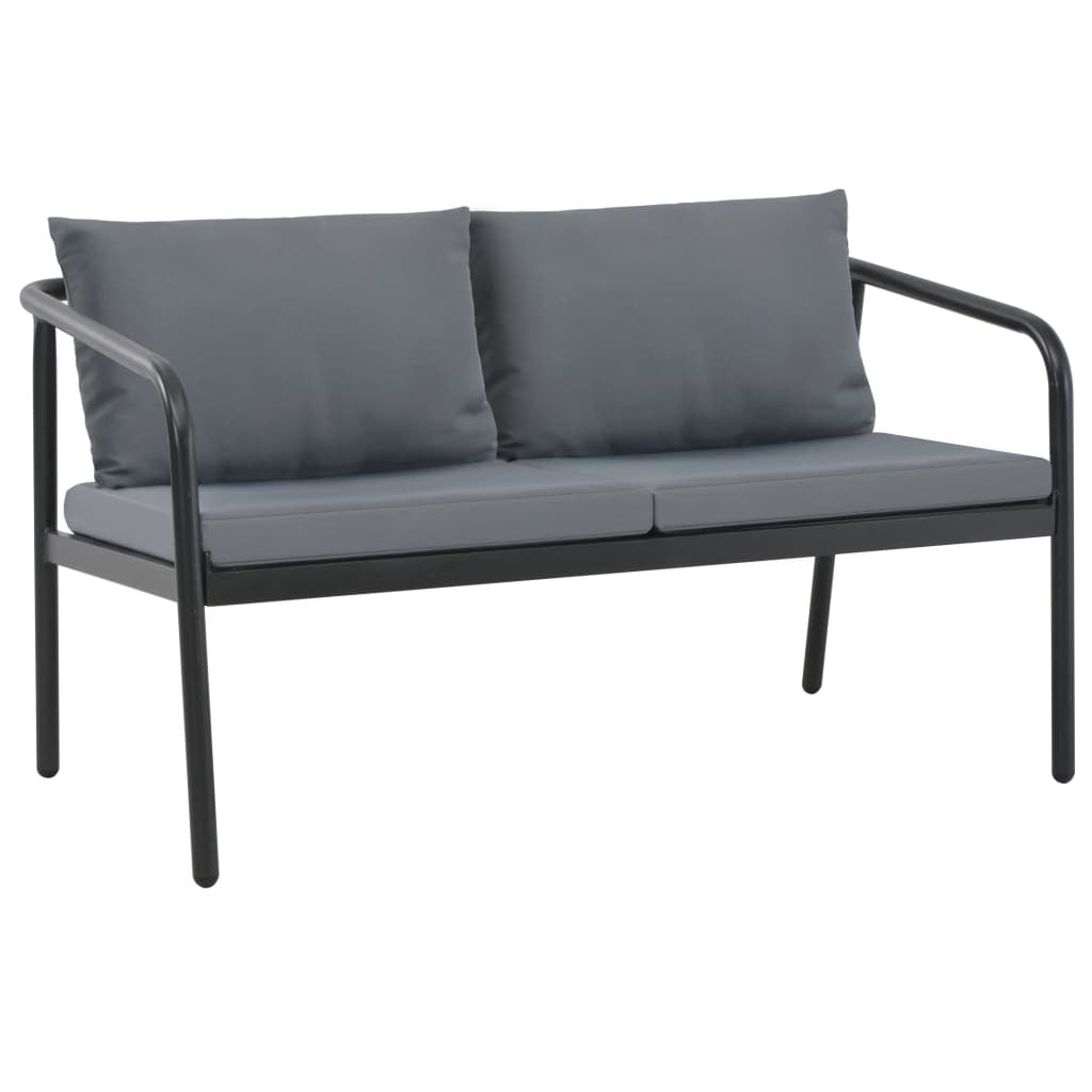 2 Seater Patio Sofa with Cushions Gray Aluminum