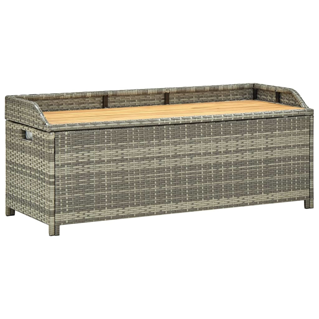 Patio Storage Bench 47.2" Poly Rattan Gray