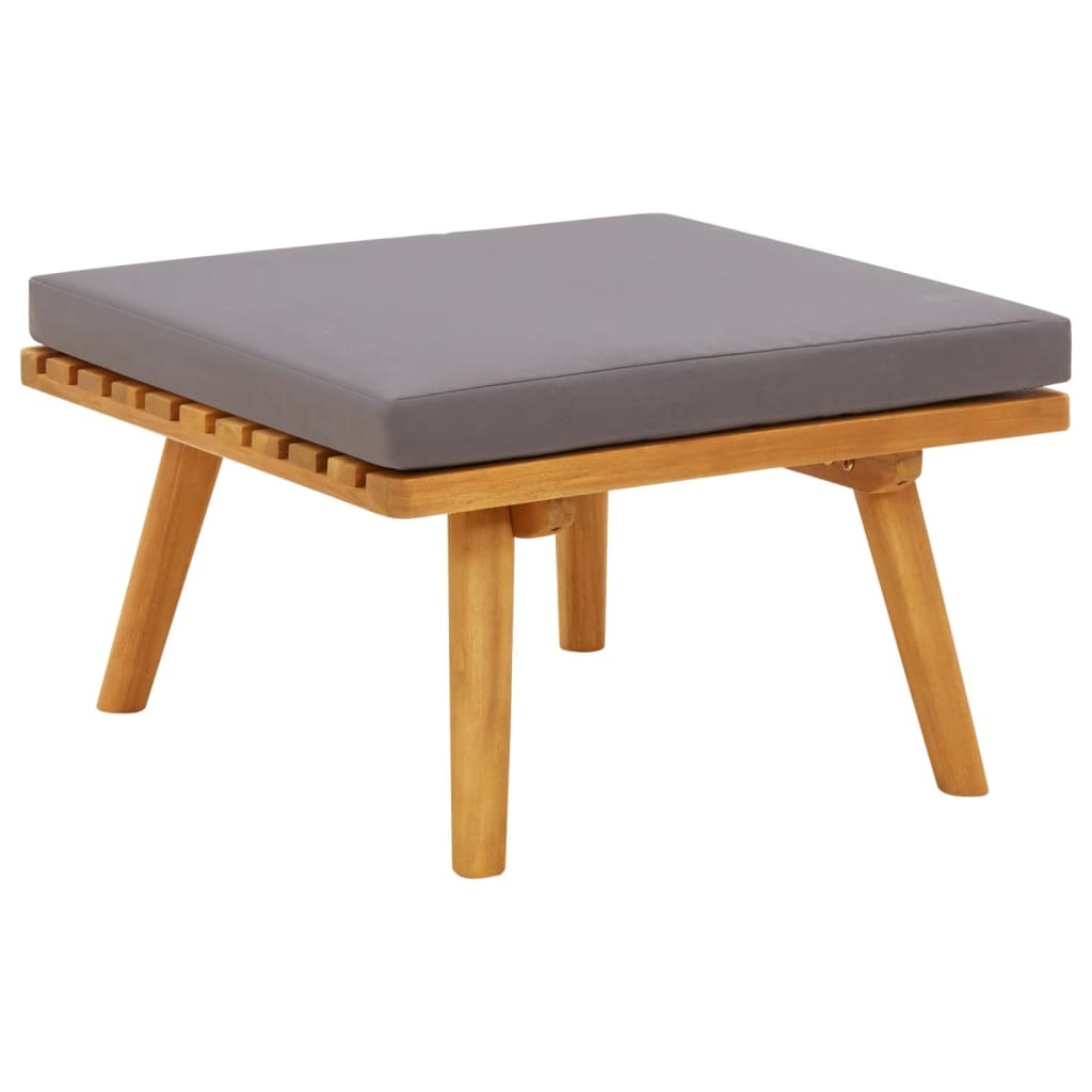 Patio Footstool with Cushion 23.6"x23.6"x11.4" Solid Acacia Wood