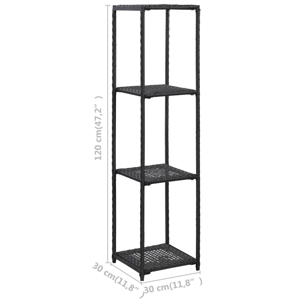 Storage Shelf Black 11.8"x11.8"x47.2" Poly Rattan