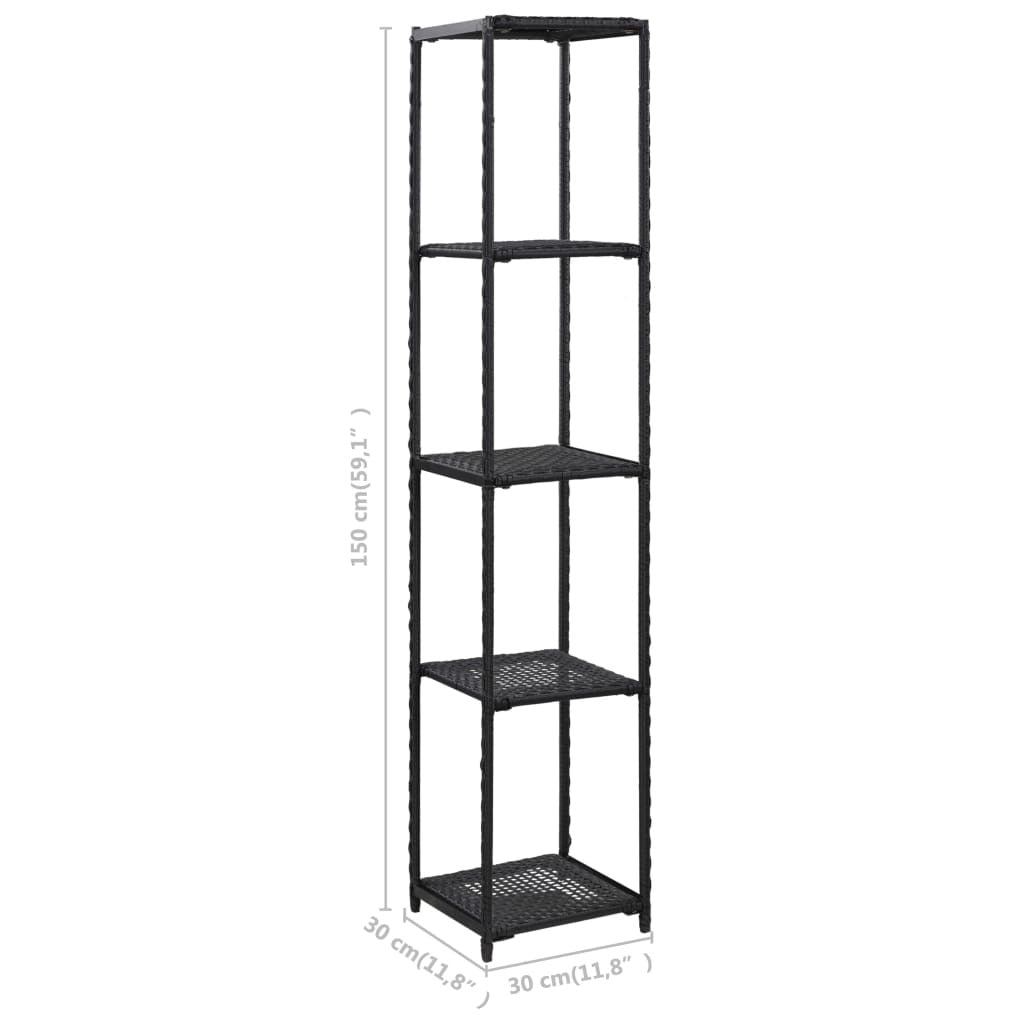Storage Shelf Black 11.8"x11.8"x59.1" Poly Rattan
