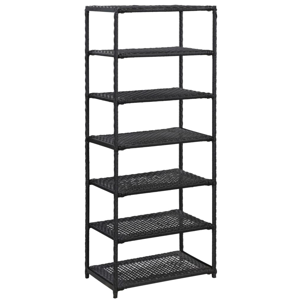 Shoe Rack Black 19.7"x11.8"x47.2" Poly Rattan