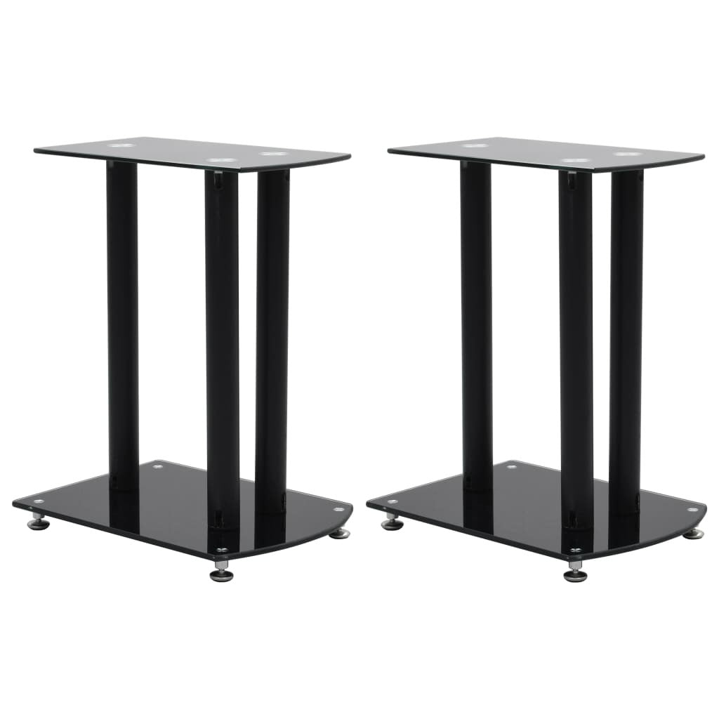 Aluminum Speaker Stands 2 pcs Black Safety Glass