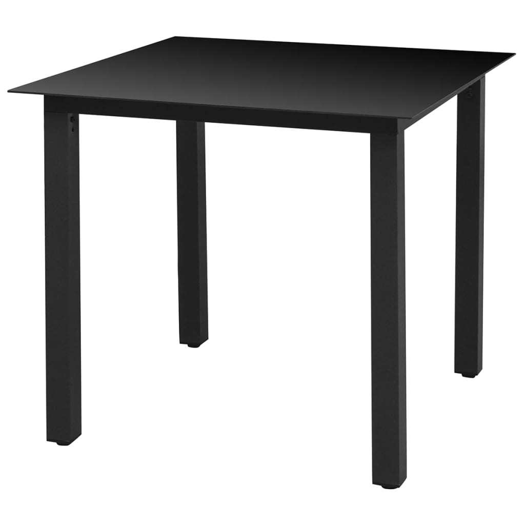 Patio Table Black 31.5"x31.5"x29.1" Aluminum and Glass