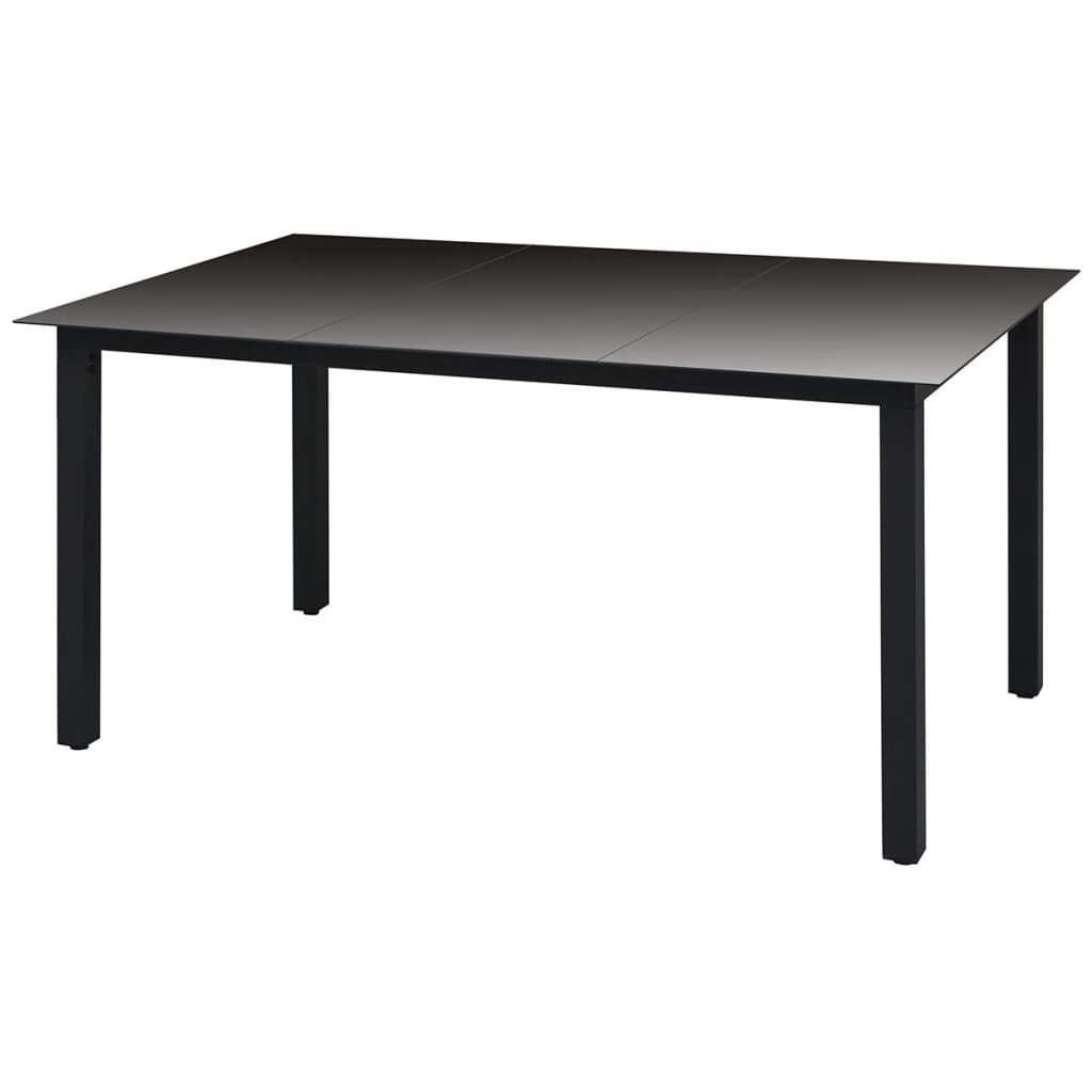 Patio Table Black 59.1"x35.4"x29.1" Aluminum and Glass