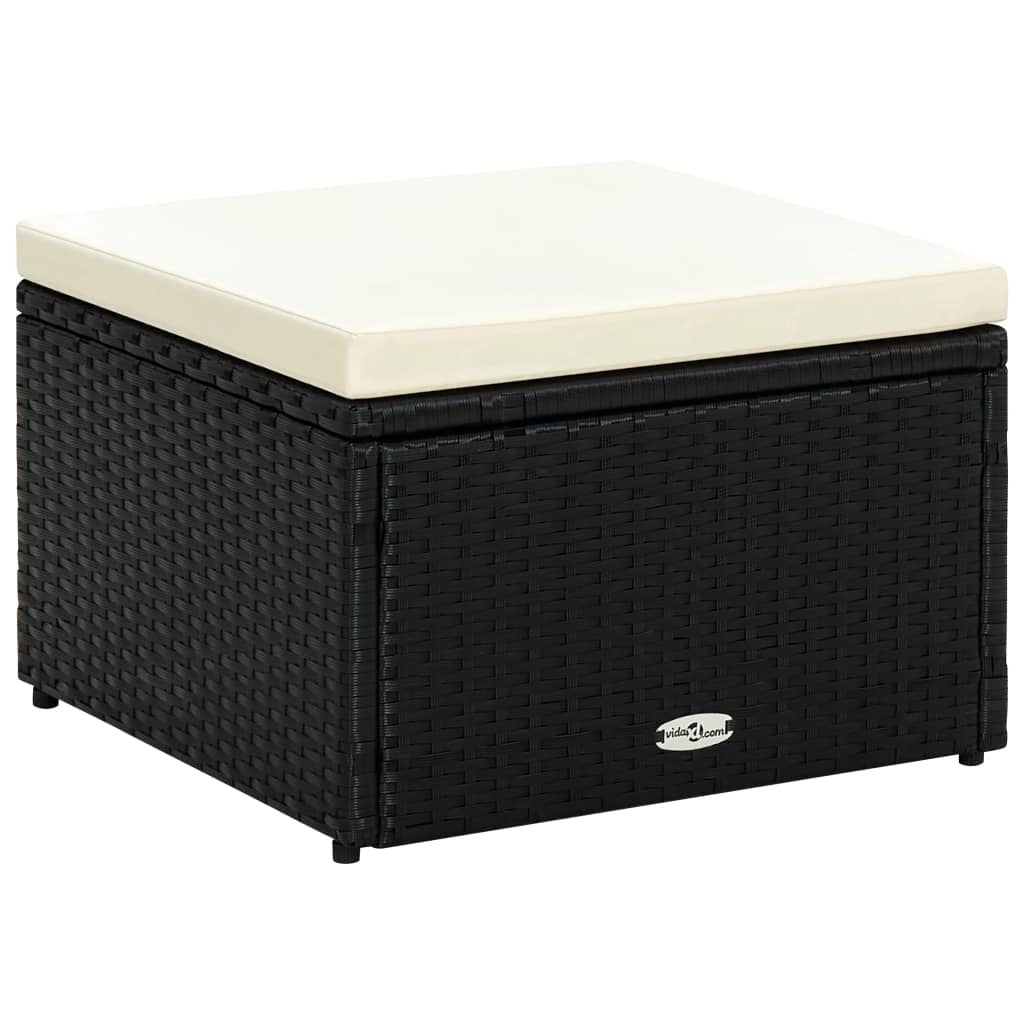 Footstool Ottoman Poly Rattan 20.9"x20.9"x11.8" Black