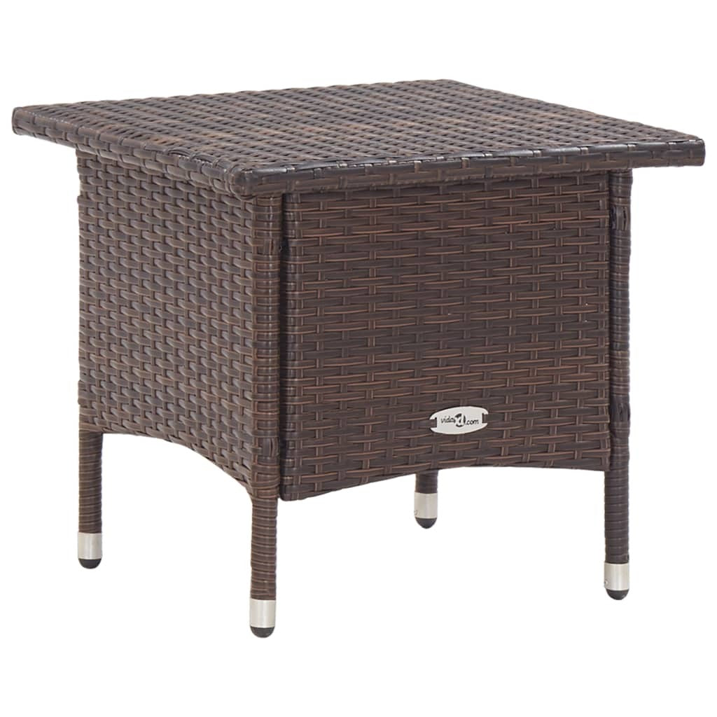 Tea Table Brown 19.7"x19.7"x18.5" Poly Rattan