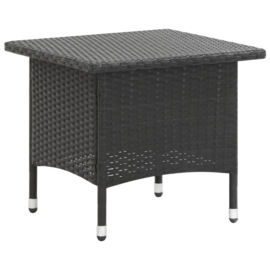 Tea Table Black 19.7"x19.7"x18.5" Poly Rattan