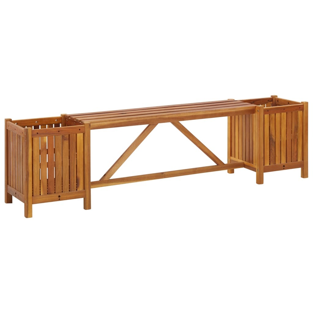 Patio Bench with 2 Planters 59.1"x11.8"x15.7" Solid Acacia Wood