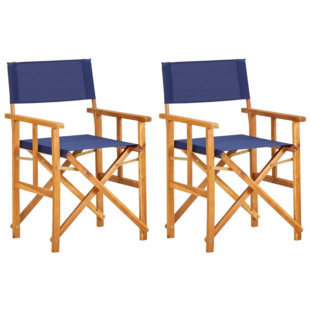 Director's Chairs 2 pcs Solid Acacia Wood Blue