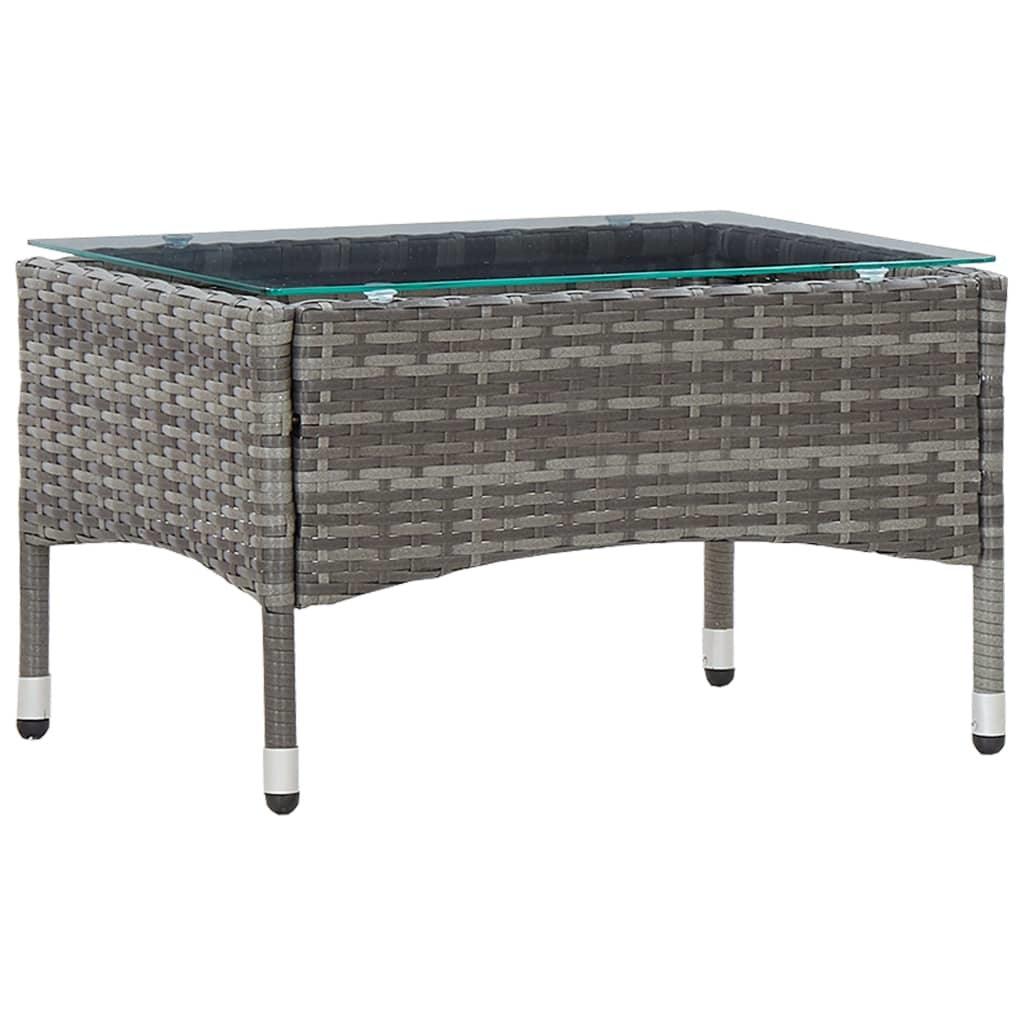 Coffee Table Gray 23.6"x15.7"x14.2" Poly Rattan