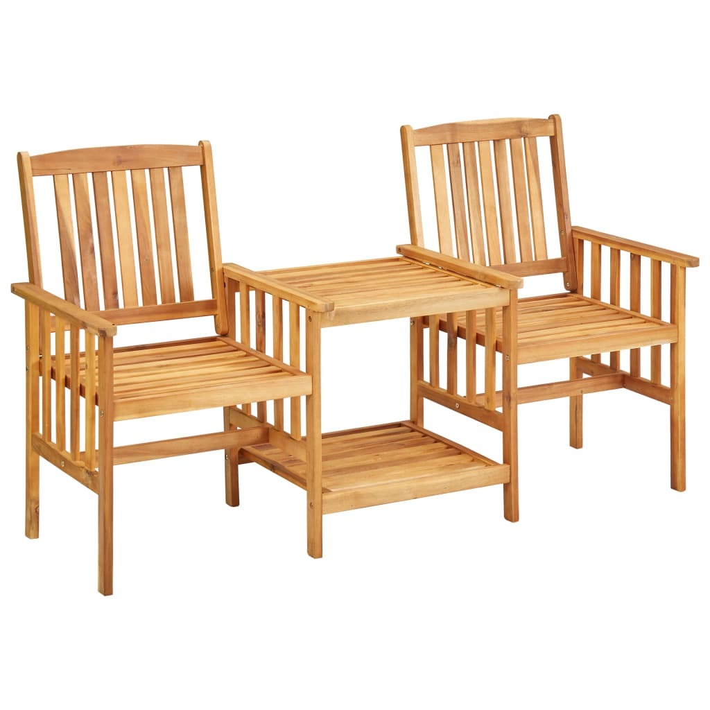 Patio Chairs with Tea Table 62.6"x24"x36.2" Solid Acacia Wood