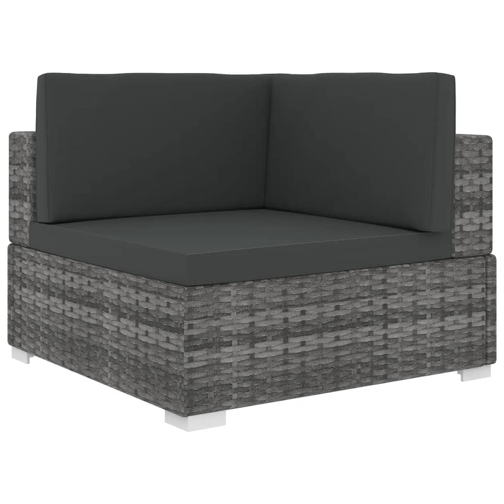 Sectional Corner Chair with Cushions Poly Rattan Gray