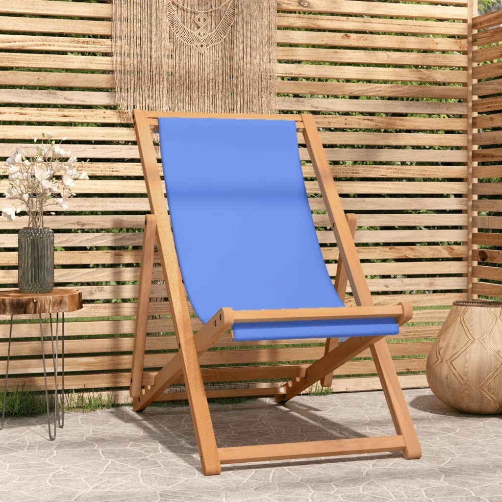 Deck Chair Teak 22.1"x41.3"x37.8" Blue