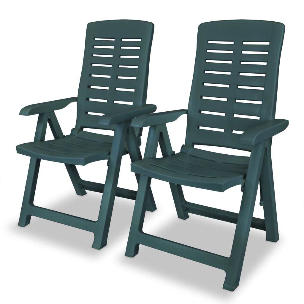 Reclining Patio Chairs 2 pcs Plastic Green