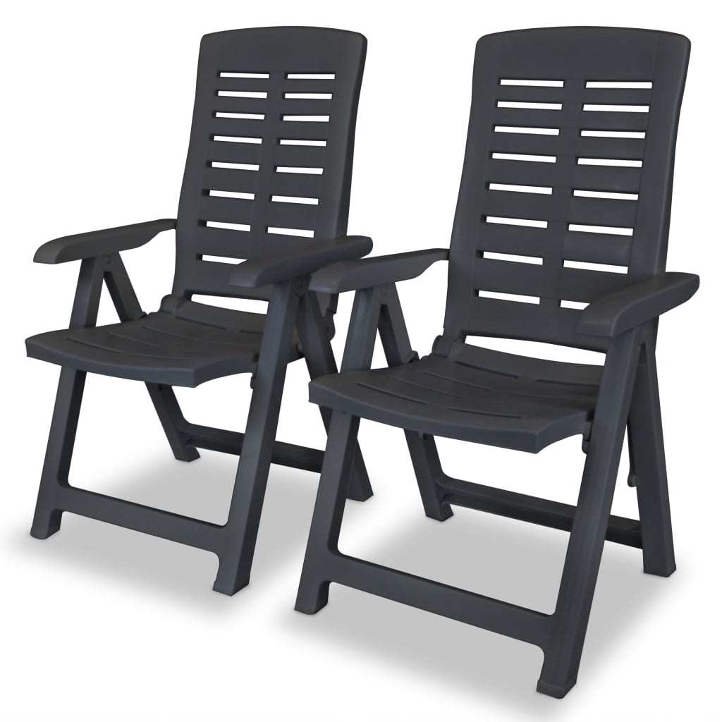 Reclining Patio Chairs 2 pcs Plastic Anthracite