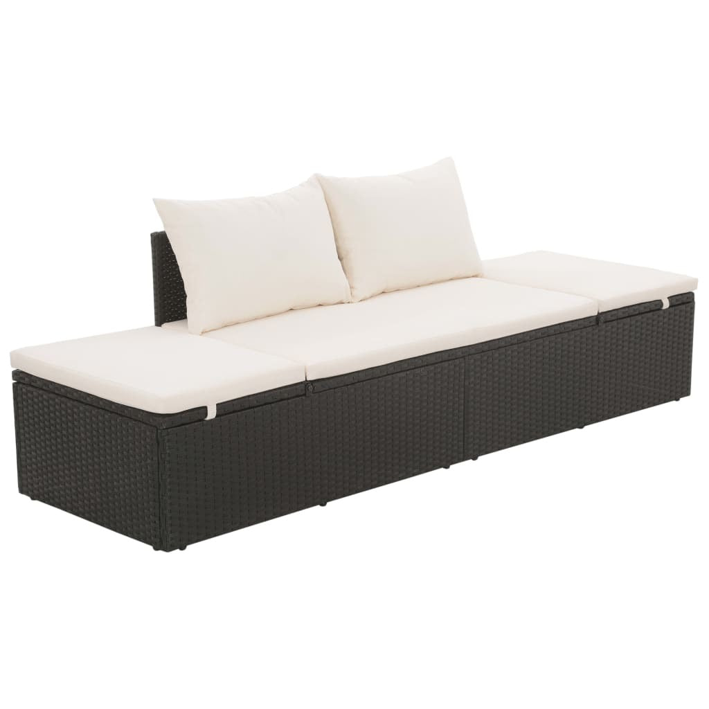 Patio Bed Black 76.8"x23.6" Poly Rattan