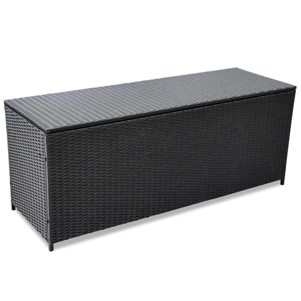 Patio Storage Box Black 59"x19.7"x23.6" Poly Rattan