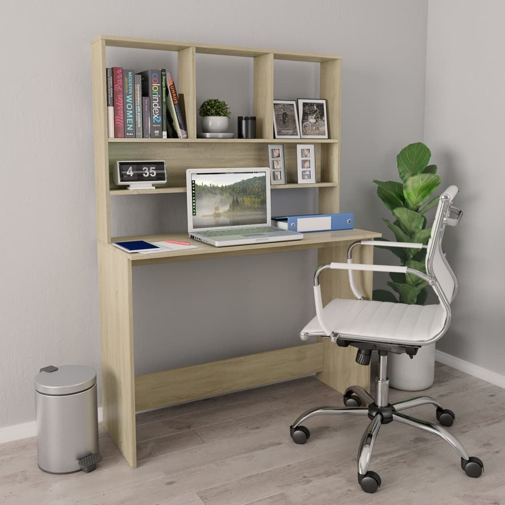 Desk with Shelves Sonoma Oak 43.3"x17.7"x61.8" Engineered Wood