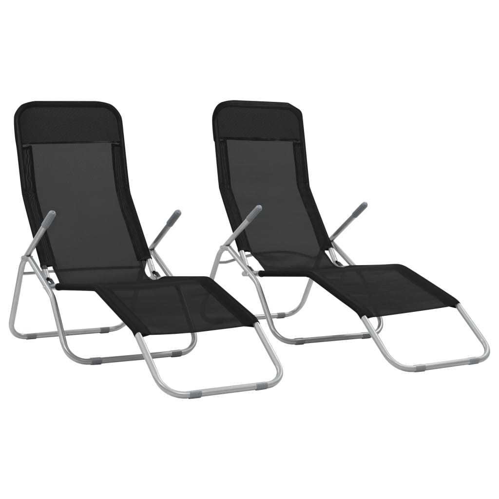 Folding Sun Loungers 2 pcs Textilene Black