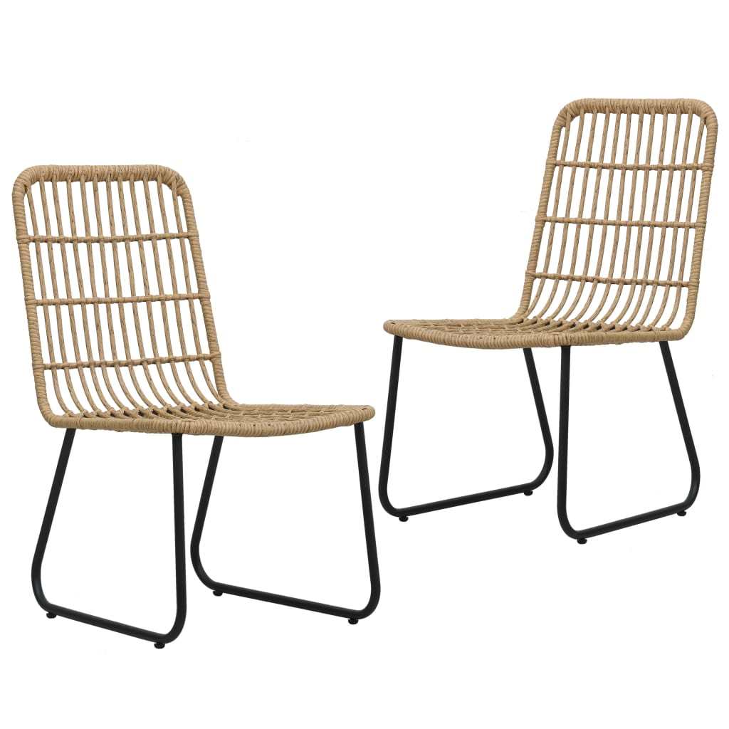 Patio Chairs 2 pcs Poly Rattan Oak