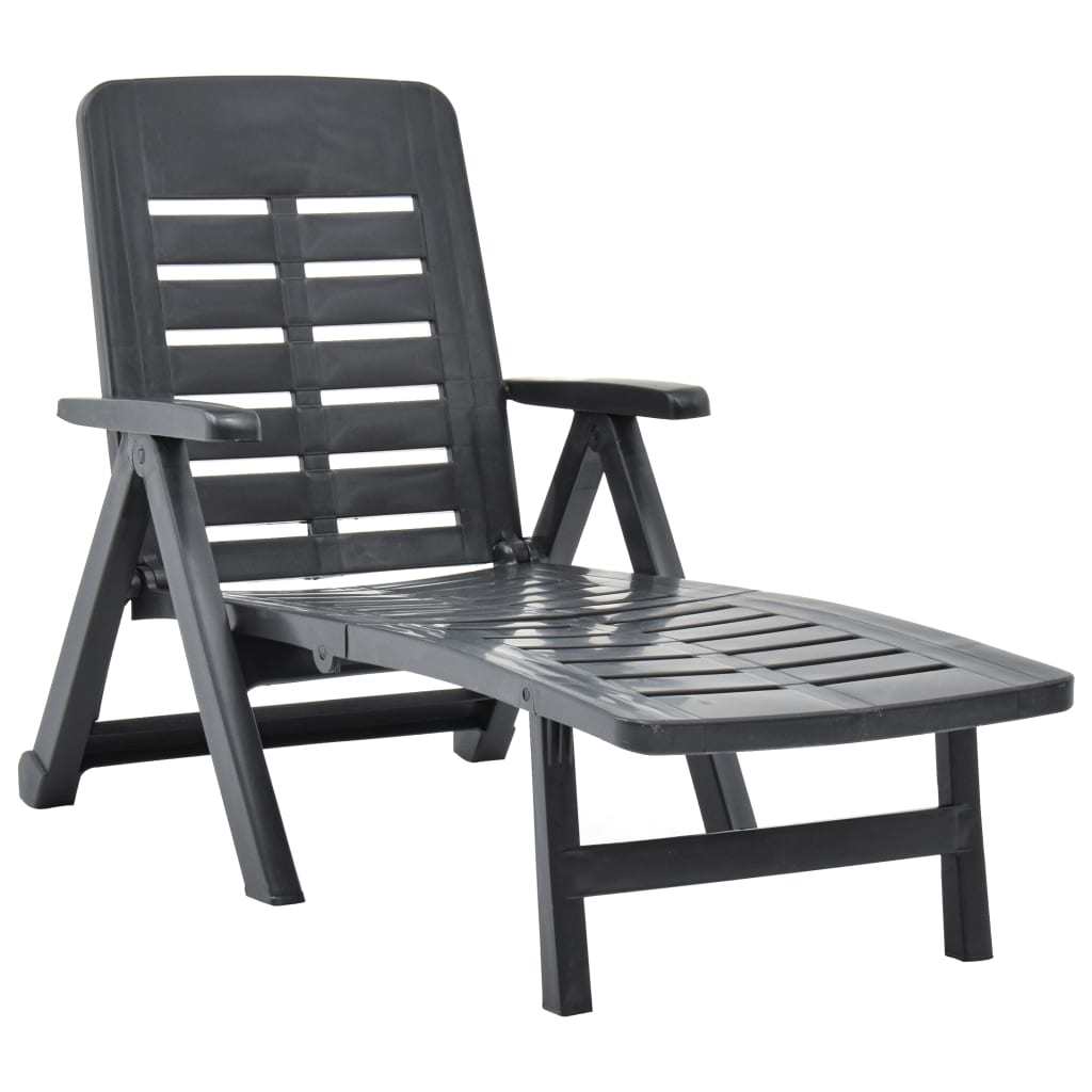 Folding Sun Lounger Plastic Anthracite