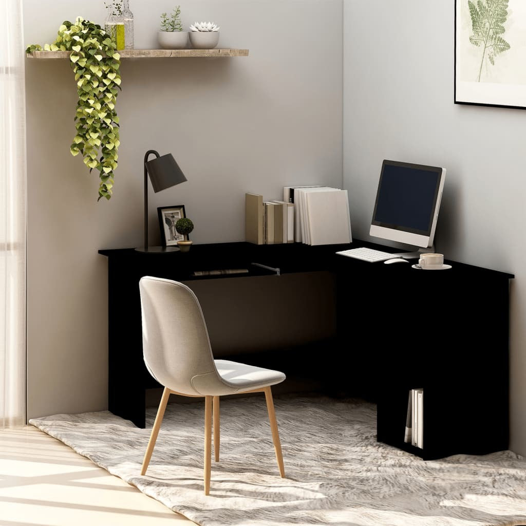 L-Shaped Corner Desk Black 47.2"x55.1"x29.5" Engineered Wood